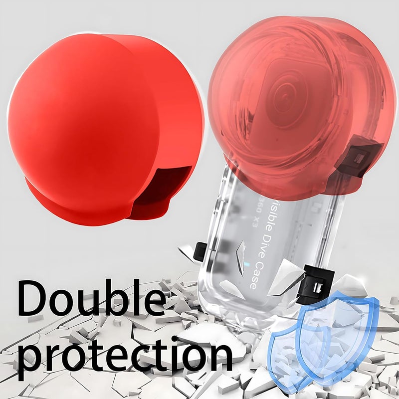 Sruim Lens Guard for Insta360 ONE X3 Invisible Dive Housing Case, Silicone Protective Cover, Lens Protector Case Accessories (Red) - Image 5